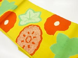 縮緬地絞り紅葉に花々模様名古屋帯